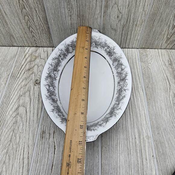 Sango Florentine 10" Oval Vegetable Serving Bowl Vintage Japan Platinum Trim - Picture 5 of 8